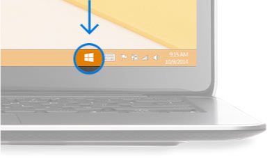 右下角的 Windows 圖示周圍有個圓圈的桌面擷取畫面。